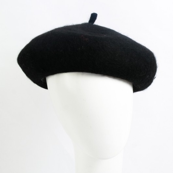 Felt Beret Hat - Black - Picture 5 of 8